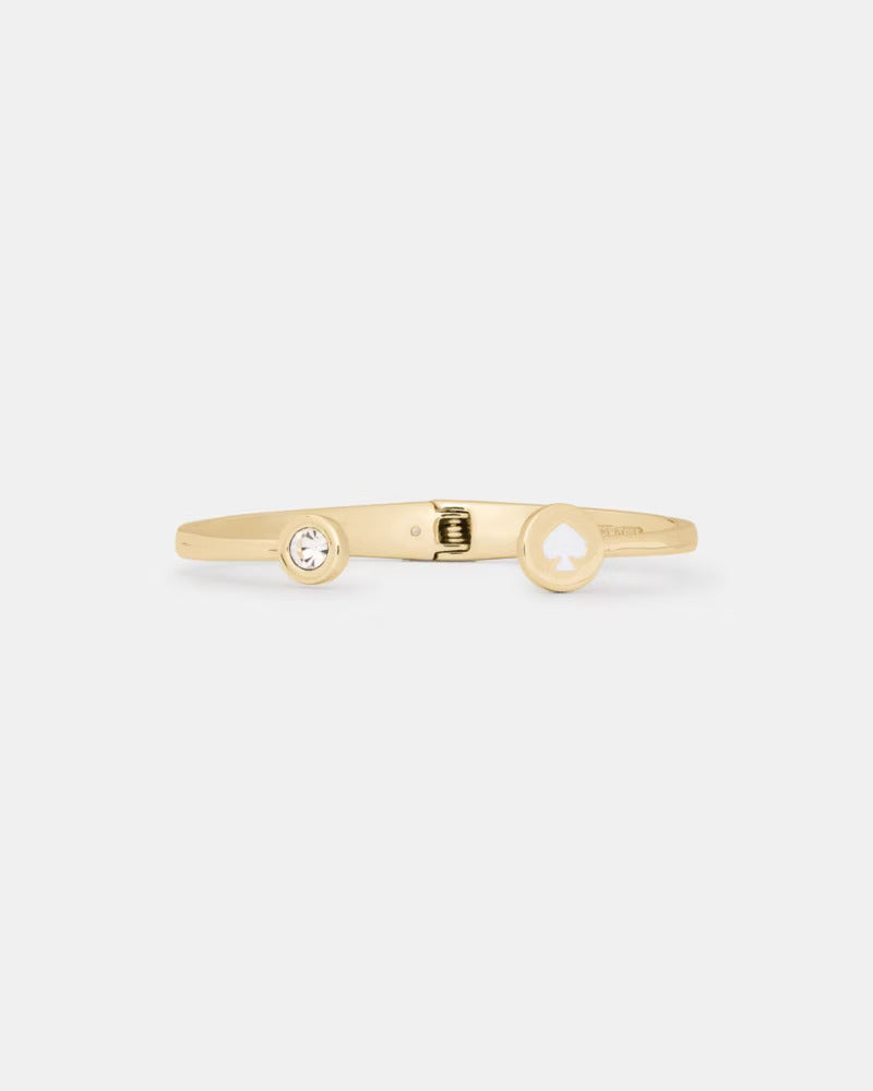 Spot The Spade Open Hinge Bangle White