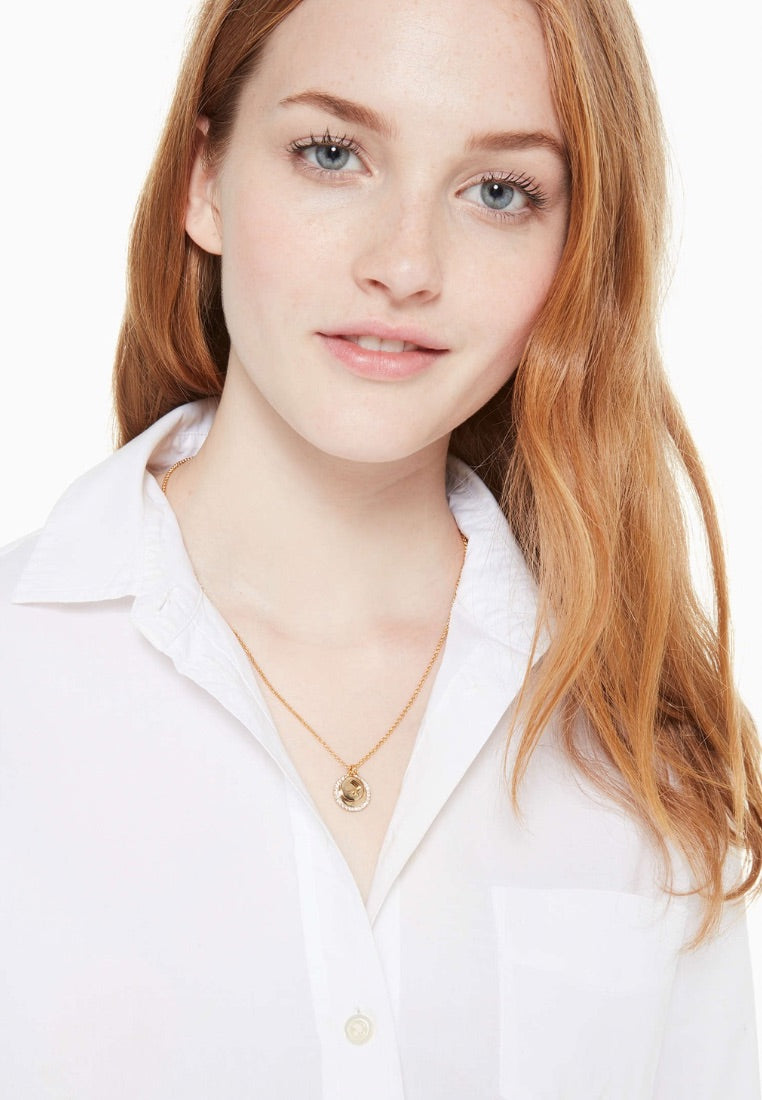 Spot The Spade Pave Charm Pendant Necklace Clear Gold