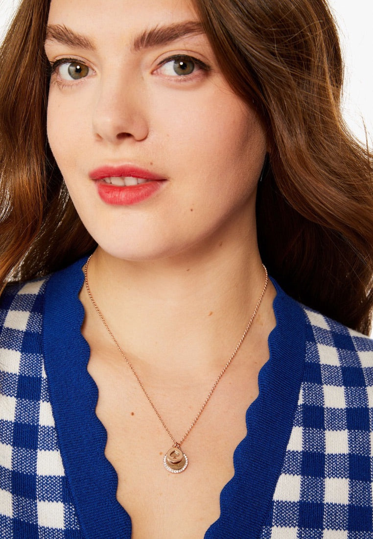 Spot The Spade Pave Charm Pendant Necklace Clear Rose Gold