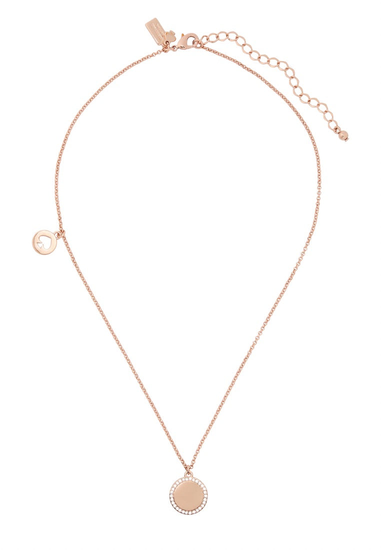 Spot The Spade Pave Charm Pendant Necklace Clear Rose Gold