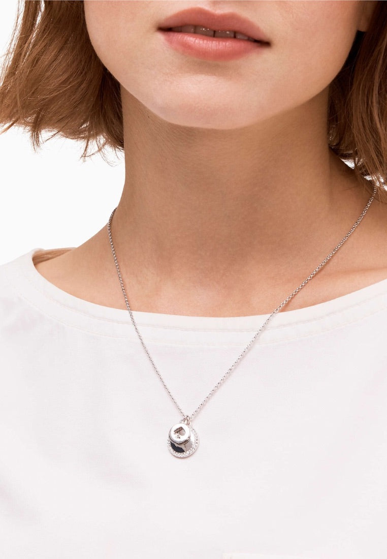 Spot The Spade Pave Charm Pendant Necklace Clear Silver