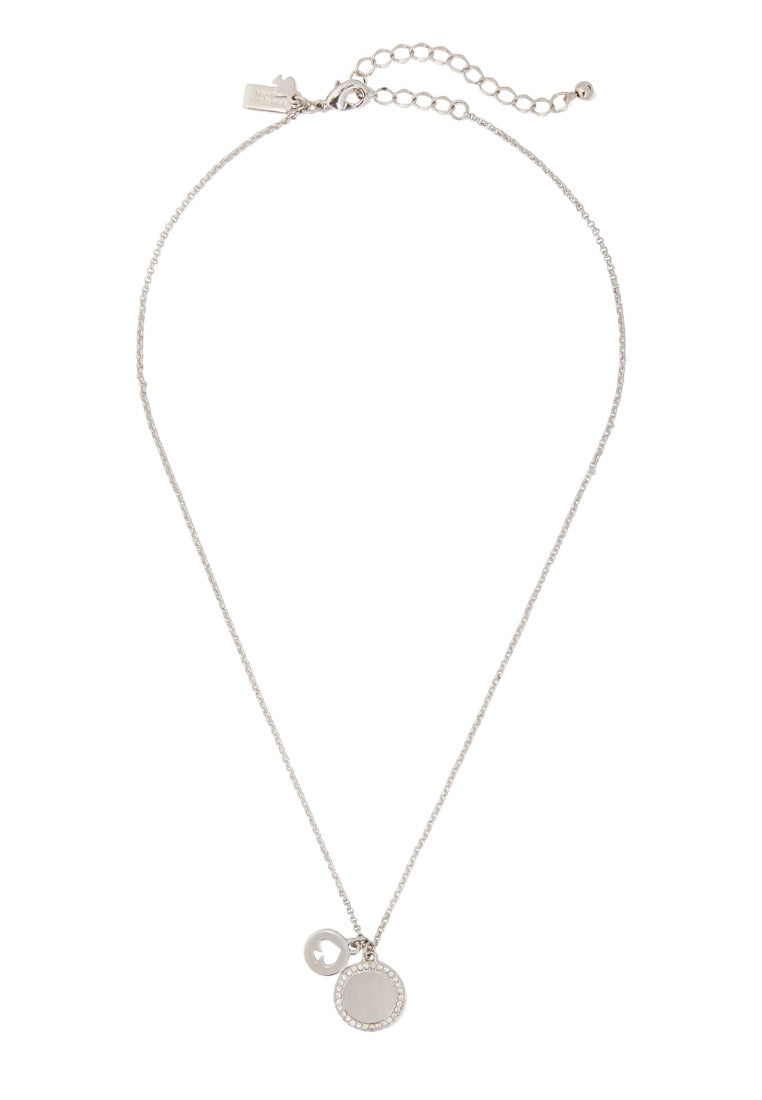 Spot The Spade Pave Charm Pendant Necklace Clear Silver