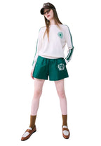 Stripe Sleeve Knit Pullover Ivory Green
