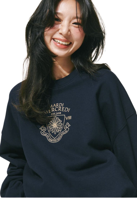 Sweatshirt Alumni Small Emblem Needlework Navy Beige