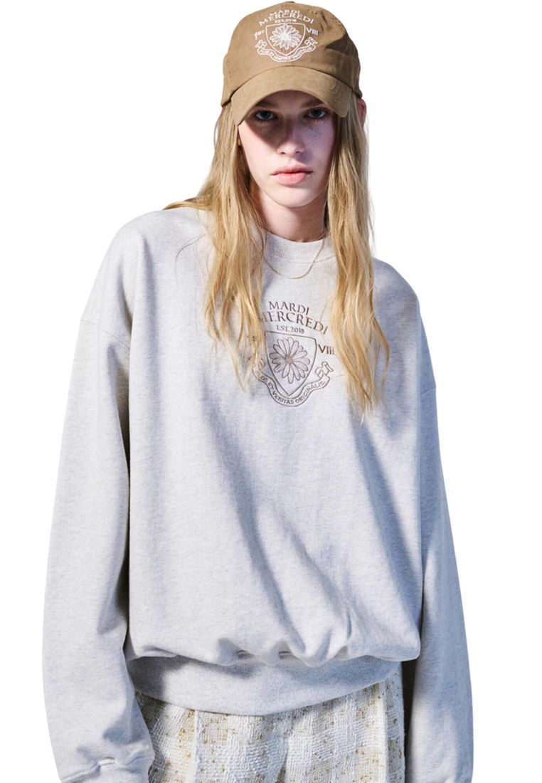 Sweatshirt Alumni Small Emblem Needlework Oatmeal Taupe