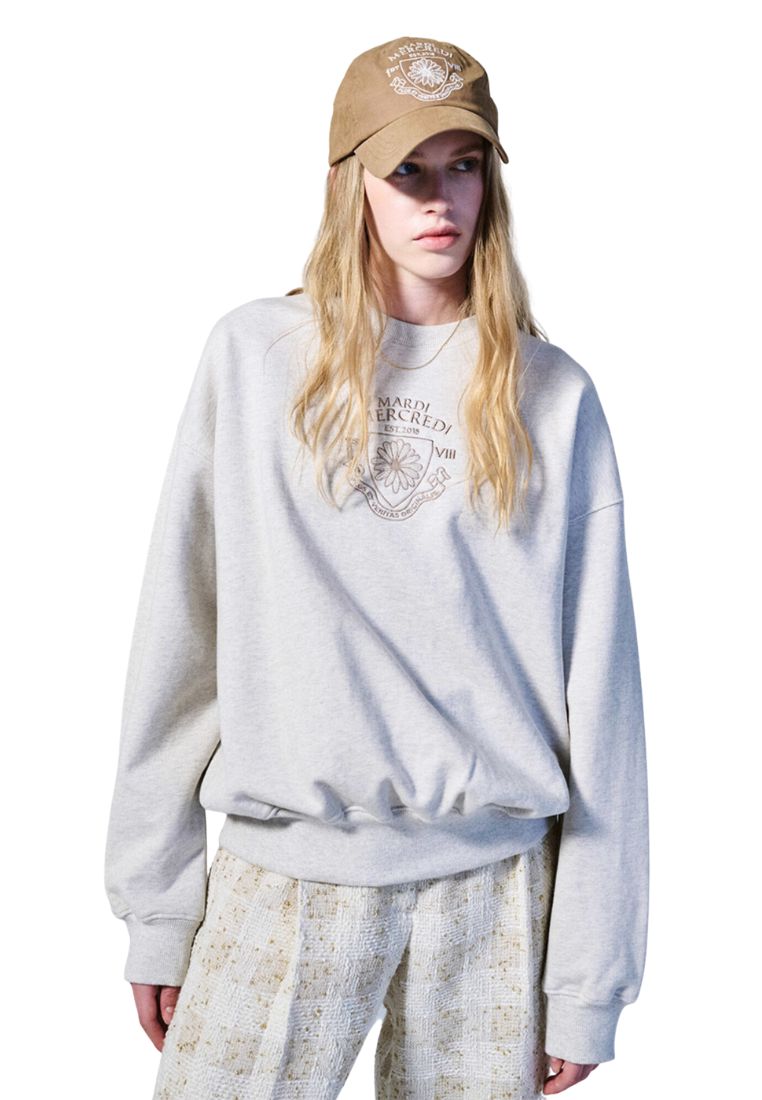 Sweatshirt Alumni Small Emblem Needlework Oatmeal Taupe