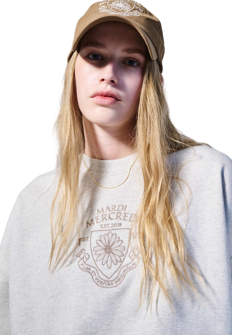 Sweatshirt Alumni Small Emblem Needlework Oatmeal Taupe