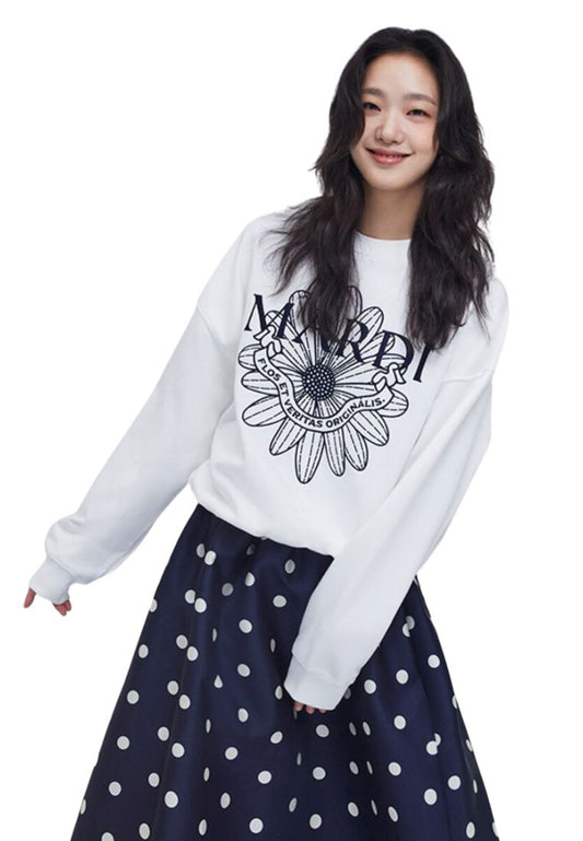 Sweatshirt Flower Mardi Alumni Needlework White Navy