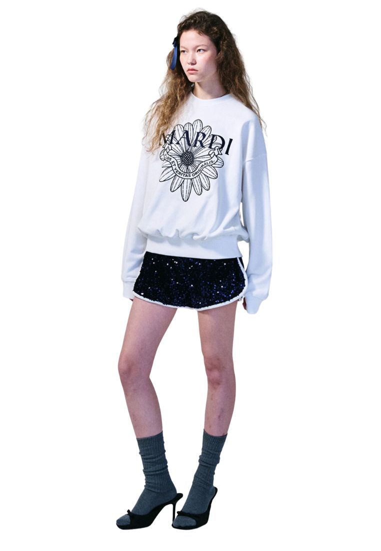 Sweatshirt Flower Mardi Alumni Needlework White Navy