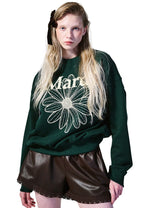 Sweatshirt Flower Mardi Deep Green Cream