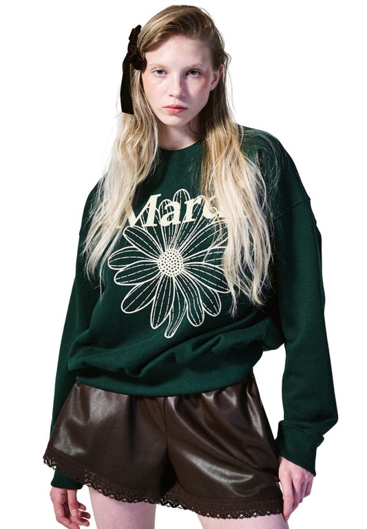Sweatshirt Flower Mardi Deep Green Cream