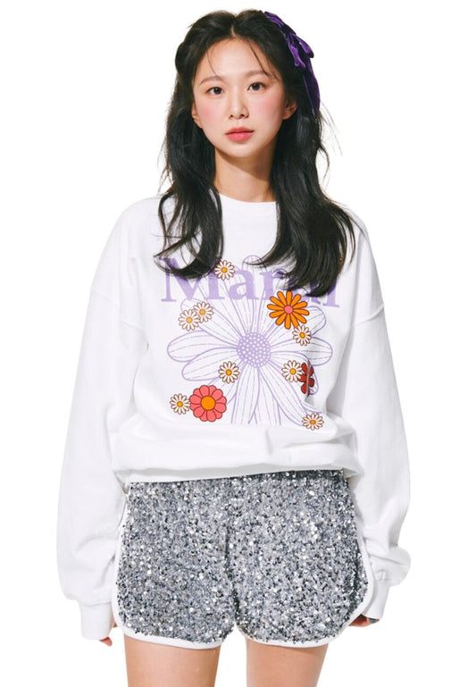 Sweatshirt FlowerMardi Blossom White Lavender