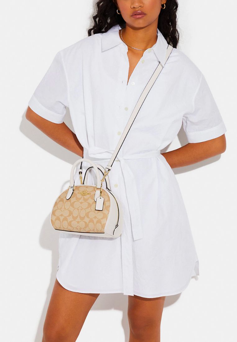 Sydney Satchel In Signature Canvas Light Khaki Chalk