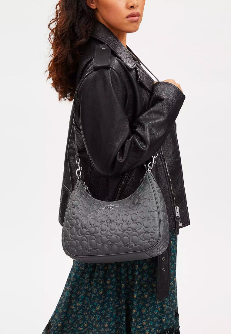 Teri Hobo With Signature Leather Industrial Grey