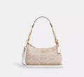 Teri Shoulder Bag In Signature Canvas Gold Sand Chalk
