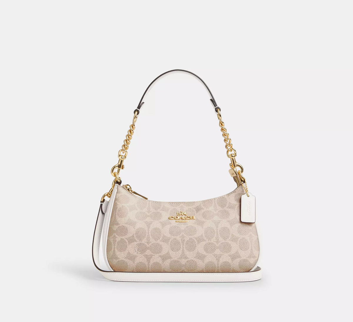 Teri Shoulder Bag In Signature Canvas Gold Sand Chalk