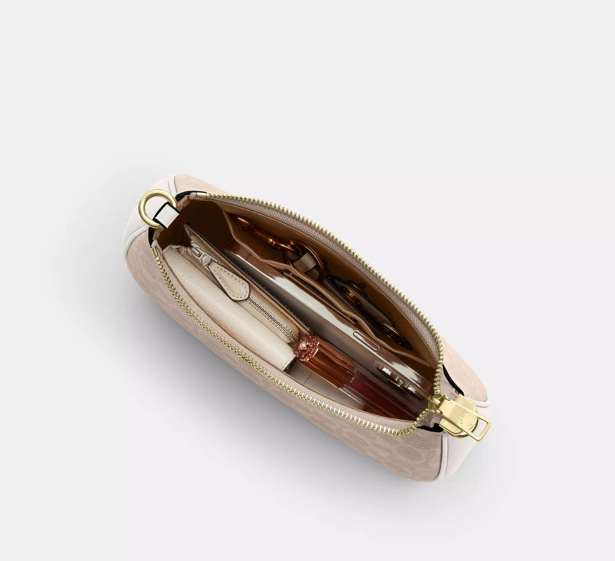 Teri Shoulder Bag In Signature Canvas Gold Sand Chalk