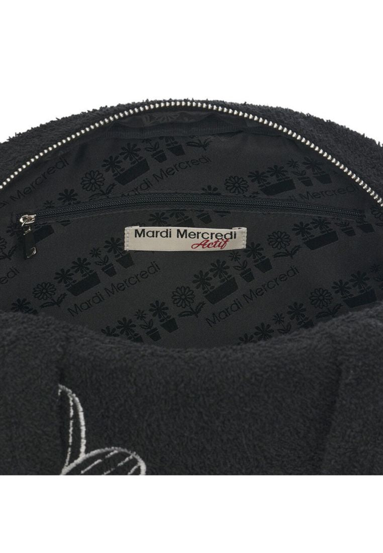 Terry Tote Bag Flower Mardi Black Ivory