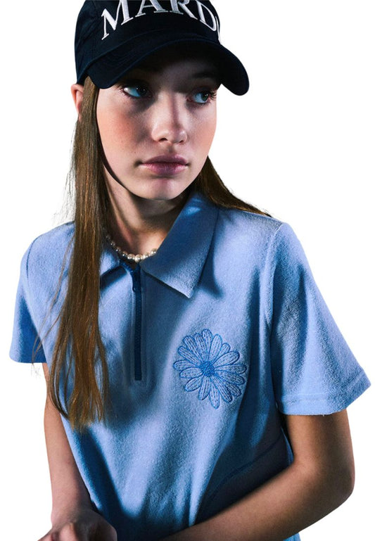Terry Zip Up Top Light Blue