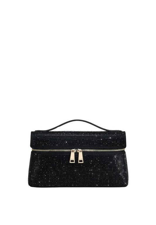 Thea Artificial Crystal Top Handle Bag - Black