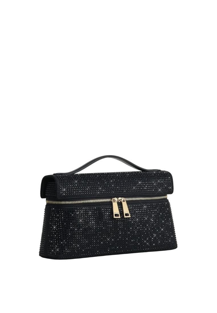 Thea Artificial Crystal Top Handle Bag - Black