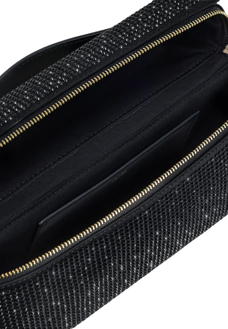 Thea Artificial Crystal Top Handle Bag - Black