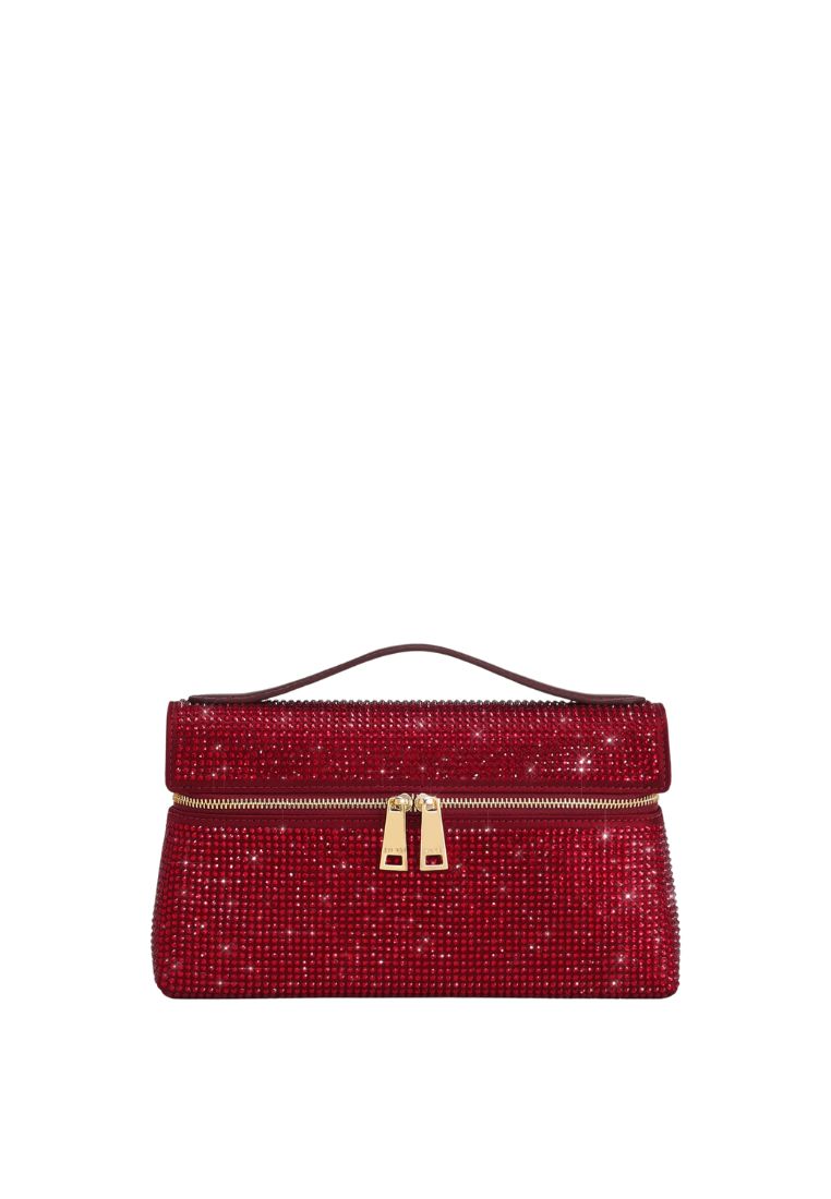 Thea Artificial Crystal Top Handle Bag - Red