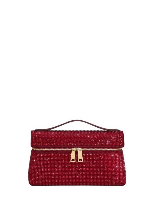Thea Artificial Crystal Top Handle Bag - Red