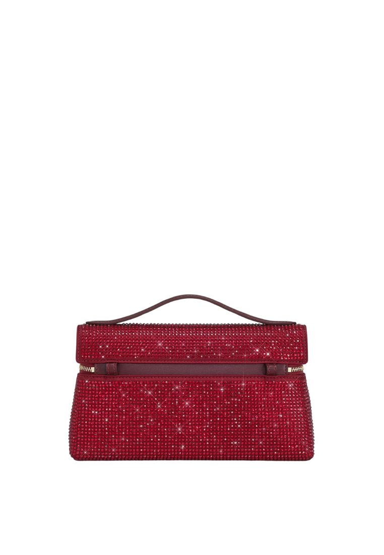 Thea Artificial Crystal Top Handle Bag - Red