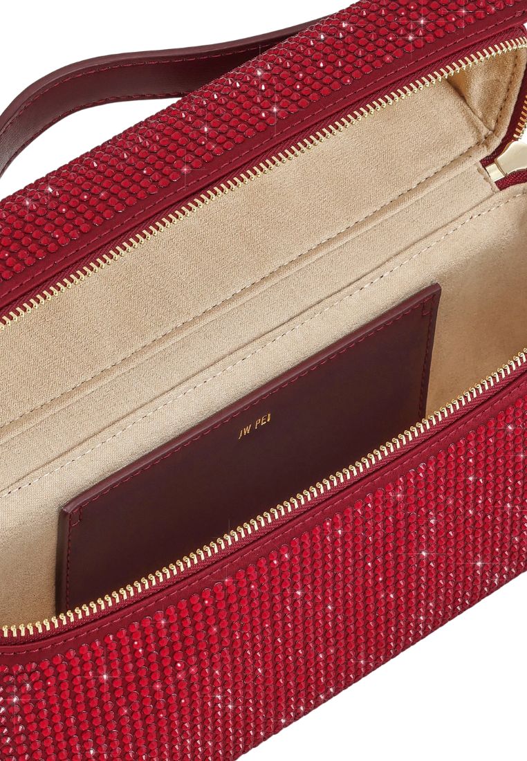 Thea Artificial Crystal Top Handle Bag - Red
