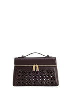 Thea Large Woven Top Handle Bag - Dark Red