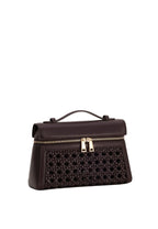 Thea Large Woven Top Handle Bag - Dark Red