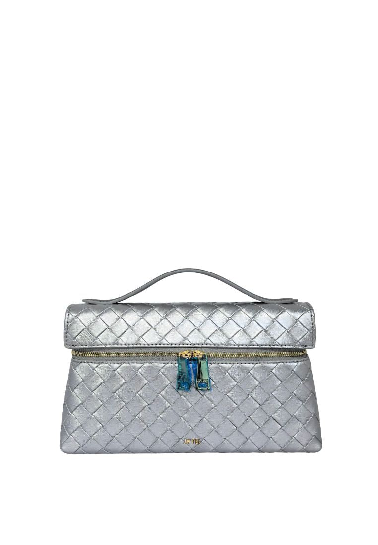 Thea Weave Texture Top Handle Bag - Pearlescent Silver