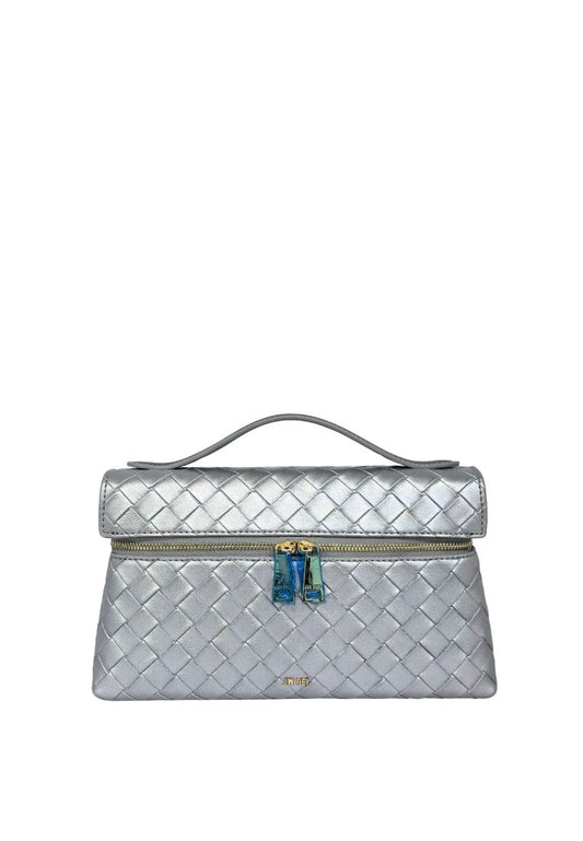 Thea Weave Texture Top Handle Bag - Pearlescent Silver