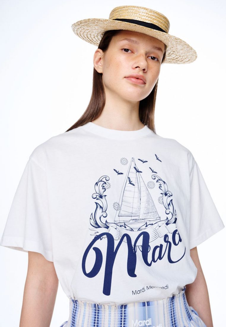 Tshirt Bon Voyage Ivory Navy
