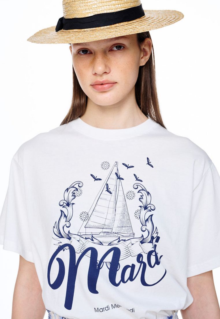 Tshirt Bon Voyage Ivory Navy