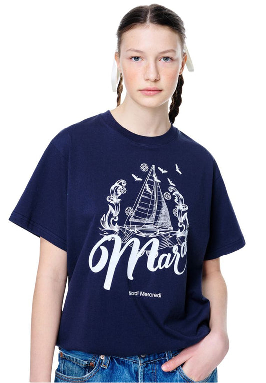 Tshirt Bon Voyage Navy White