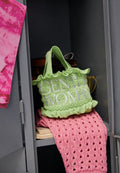 Ruffle Knit Micro Tote Bag Green