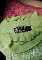 Ruffle Knit Micro Tote Bag Green