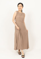 Simple Sleeveless Dress - Light Brown