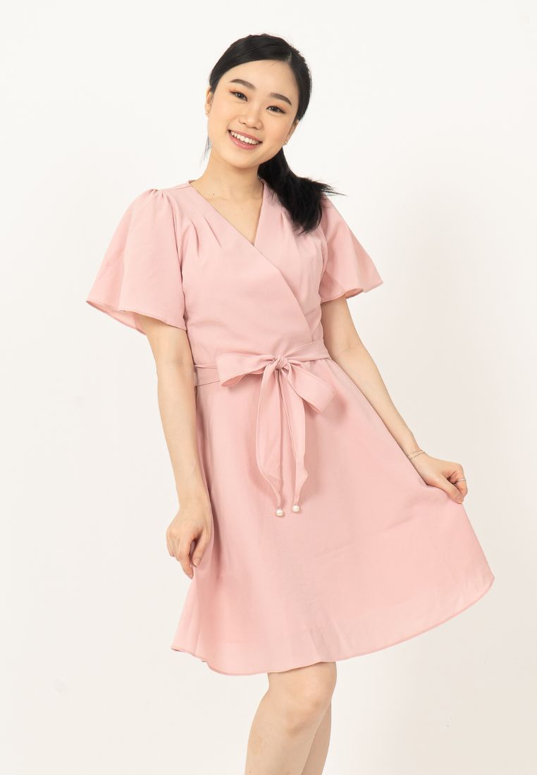BELT DRESS BY BLING MADE IN KOREA PINK