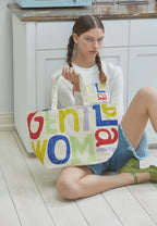 Typography Tote Bag Cream