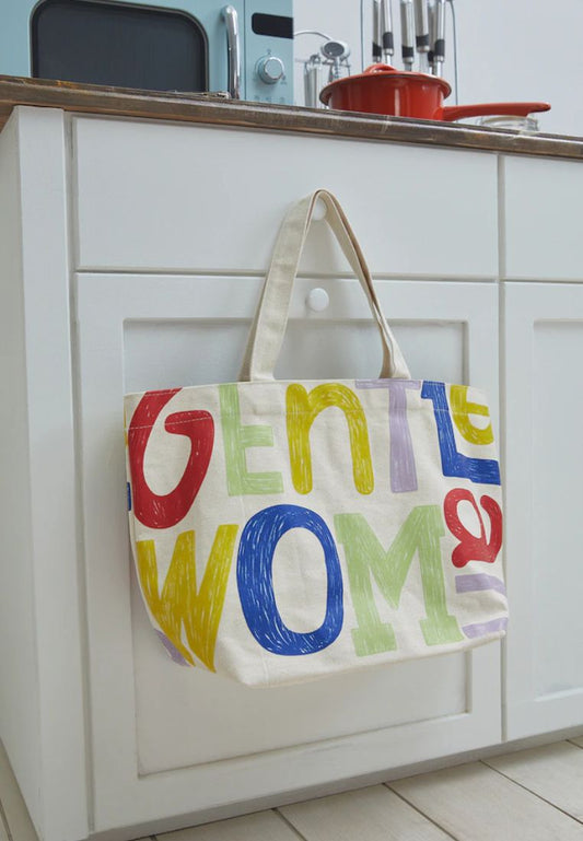 Typography Tote Bag Cream