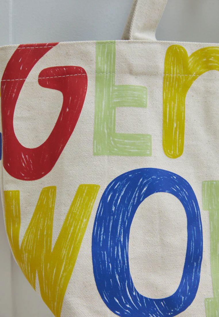 Typography Tote Bag Cream