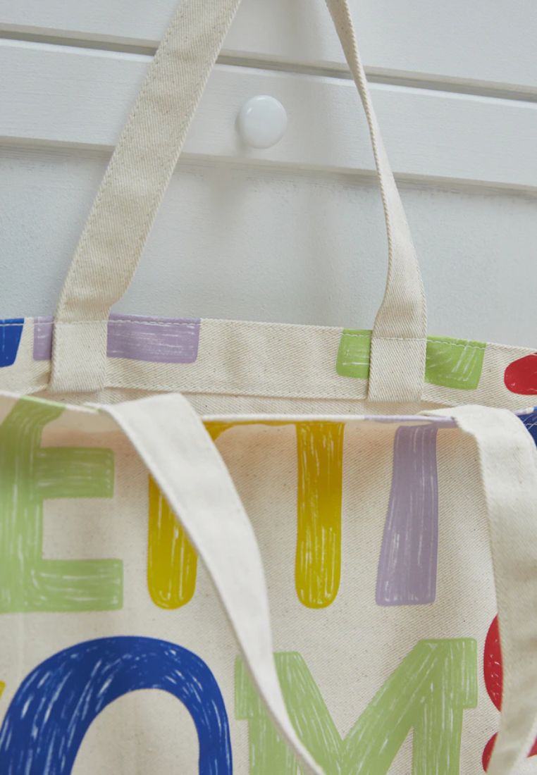 Typography Tote Bag Cream
