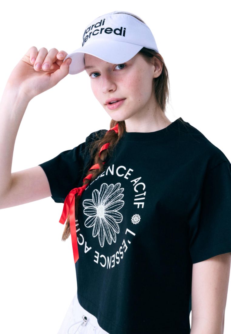 Crop Tshirt Actif Emblem Black Ivory