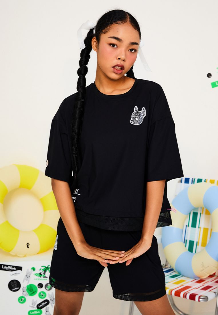 Venturi Mesh Layered Short Sleeve T-shirt Black