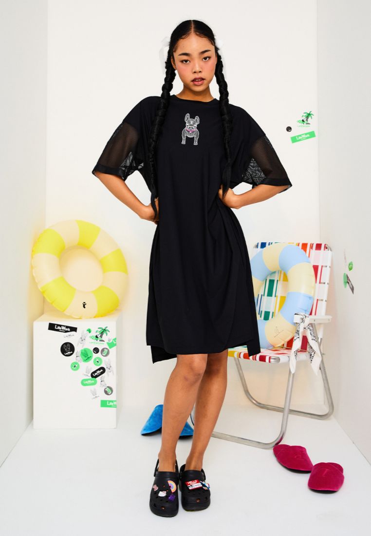 Venturi Mesh Sleeve Short Sleeve One Piece Black