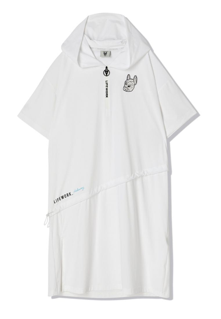 Venturi Slit Layered Hoodie One Piece White