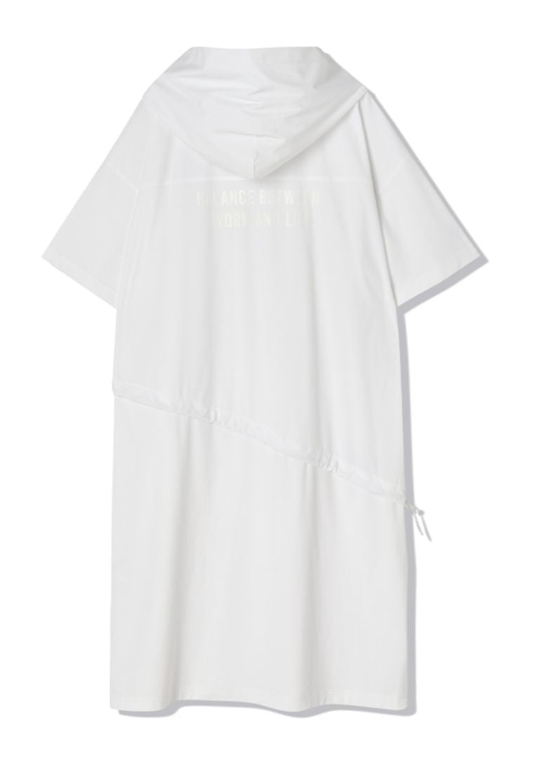 Venturi Slit Layered Hoodie One Piece White